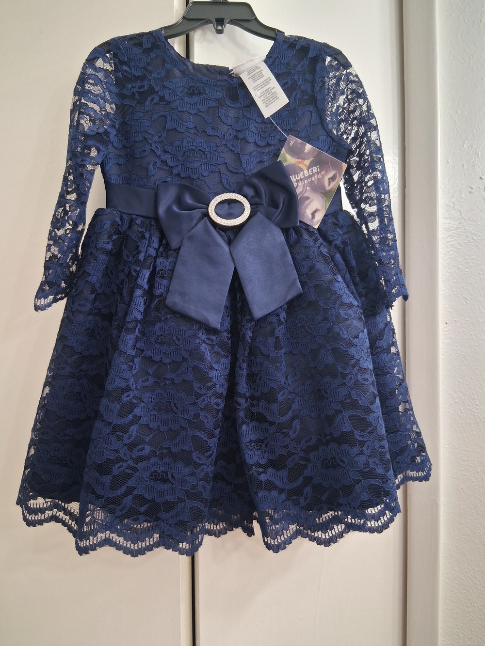 Blueberi Boulevard Navy Lace Bow Party Dress